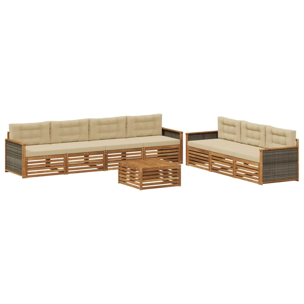 Set di divani da esterno 8 pz Naturale e Beige 3383111