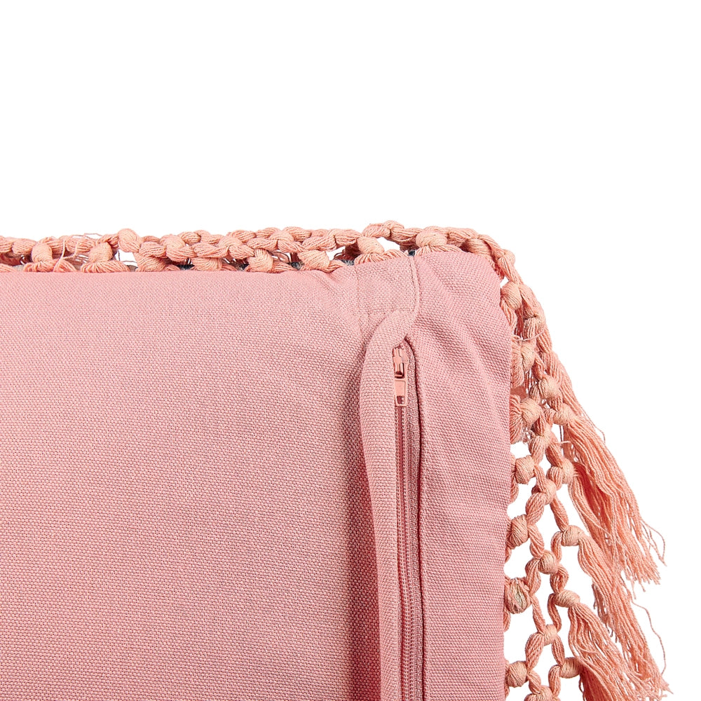 Cuscino decorativo blu rosa velluto 45 x 45 cm velluto motivo fiore frange moderno glamour decor