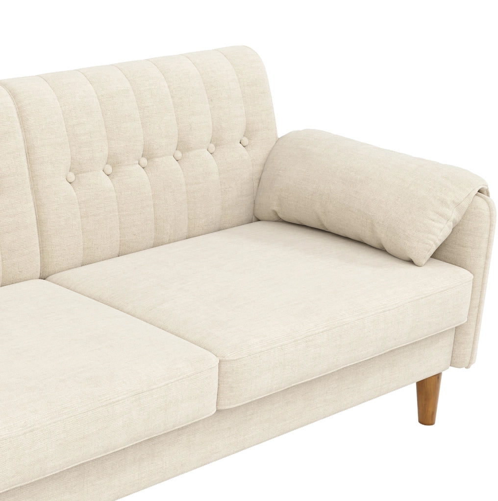 Divano a 2 posti in chenille beige 161;5 x 79 x 83;5 cm con struttura in ferro