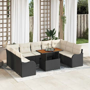 Set Divano da Giardino con cuscino 10 pcs Nero e crema 3349501