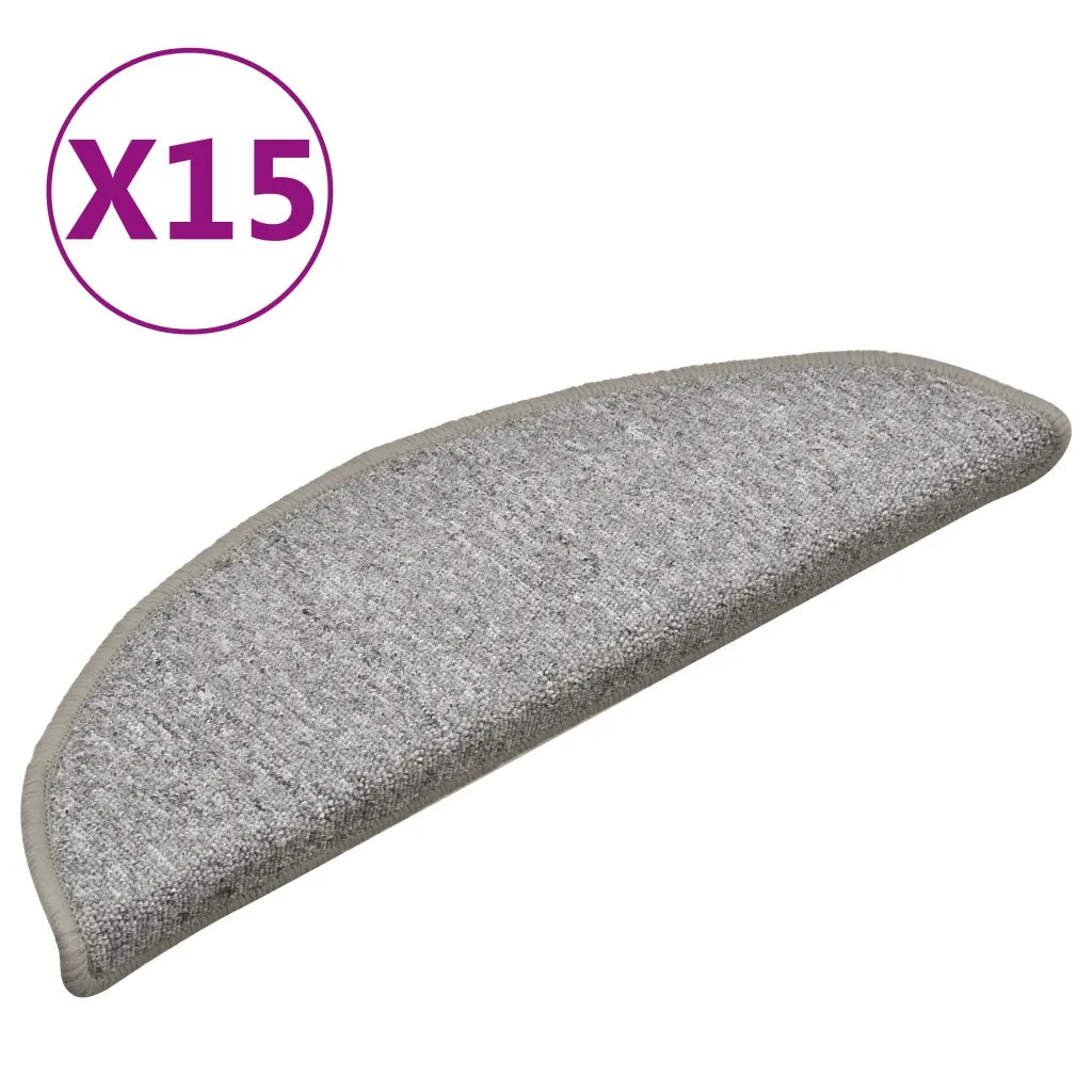 Tappetini per scale 15 pz 56x17x3 cm Grigio chiaro Semicircolari 322370