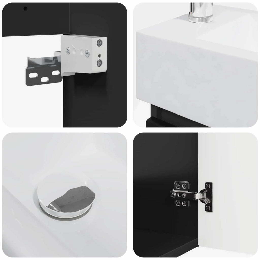 Mobile bagno con rubinetto Nero 45,5 x 22,5 x 84 cm