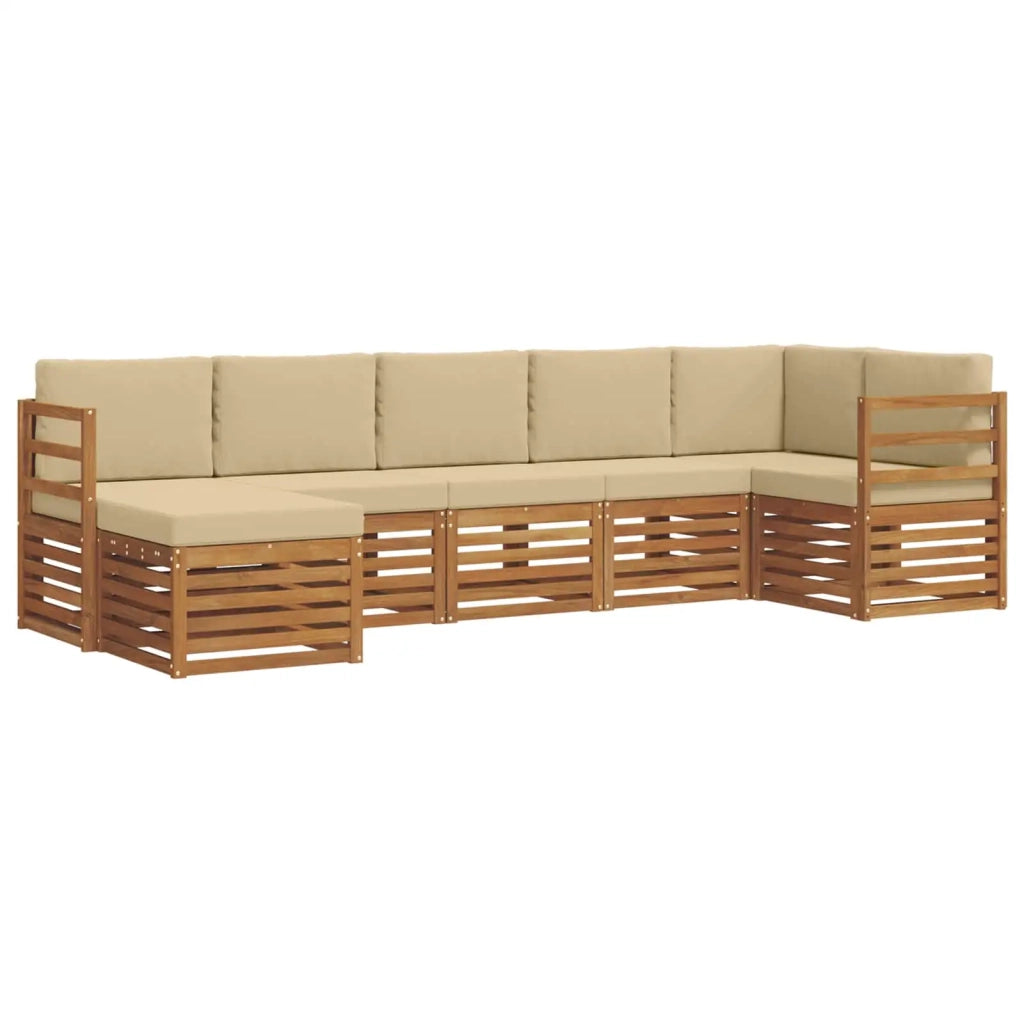 Set divano sezionale con cuscino 7 pcs Naturale e Beige