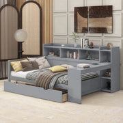 LETTO 90x200 cm con scrivania 2 cassetti USB e presa Grigio