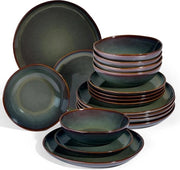 Set da tavola per 6 persone a ceramica, forma irregolare, rotonda - 18 pezzi di servizio da tavola - piatti dessert a forma di mosaico piatti piatti piatti piatti