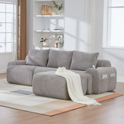 DIVANO modulare 3 posti 268x174x80 cm in tessuto corduroy grigio chiaro