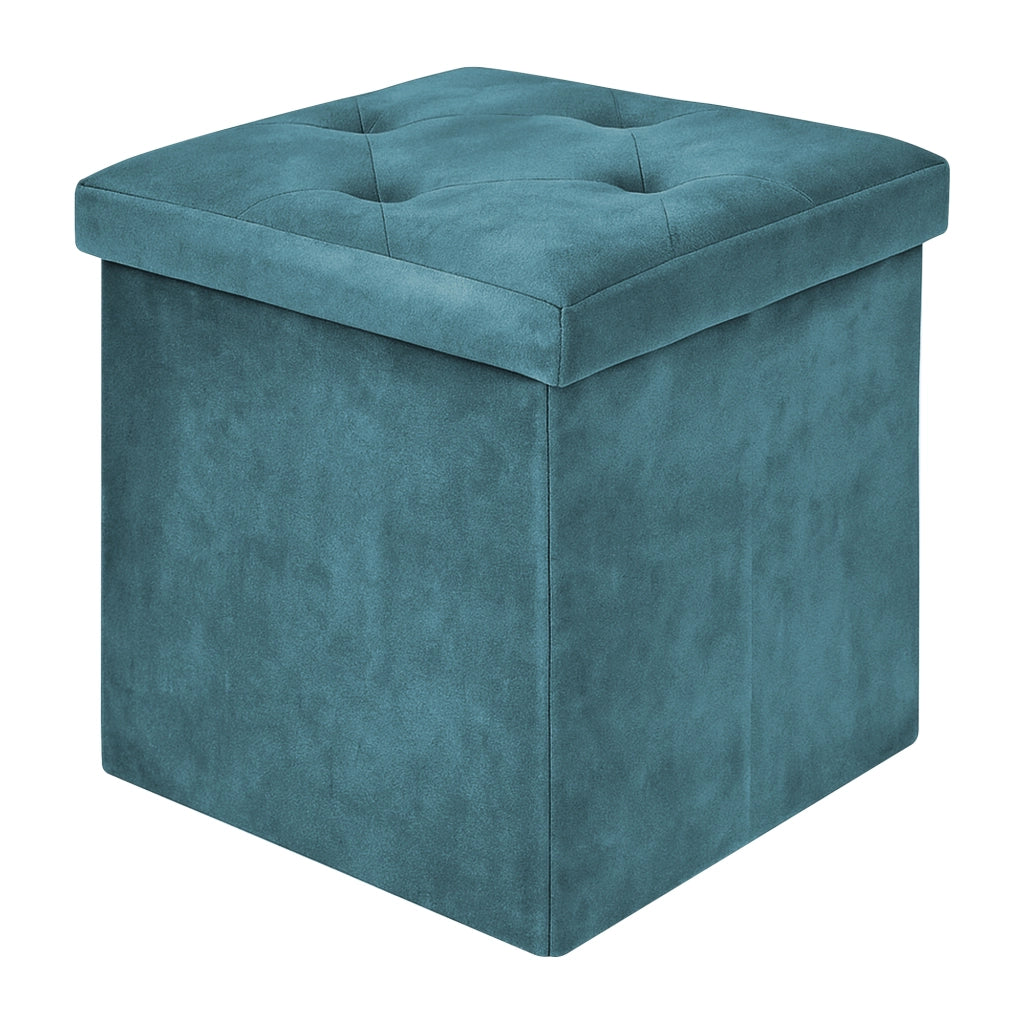 Pouf Contenitore In Velluto Quadrato Moderno Panca Cassapanca Soggiorno Panchina Per Ingresso Scarpiera Sgabello Panca Moderna  Petrolio