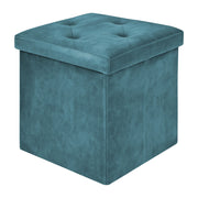 Pouf Contenitore In Velluto Quadrato Moderno Panca Cassapanca Soggiorno Panchina Per Ingresso Scarpiera Sgabello Panca Moderna  Petrolio