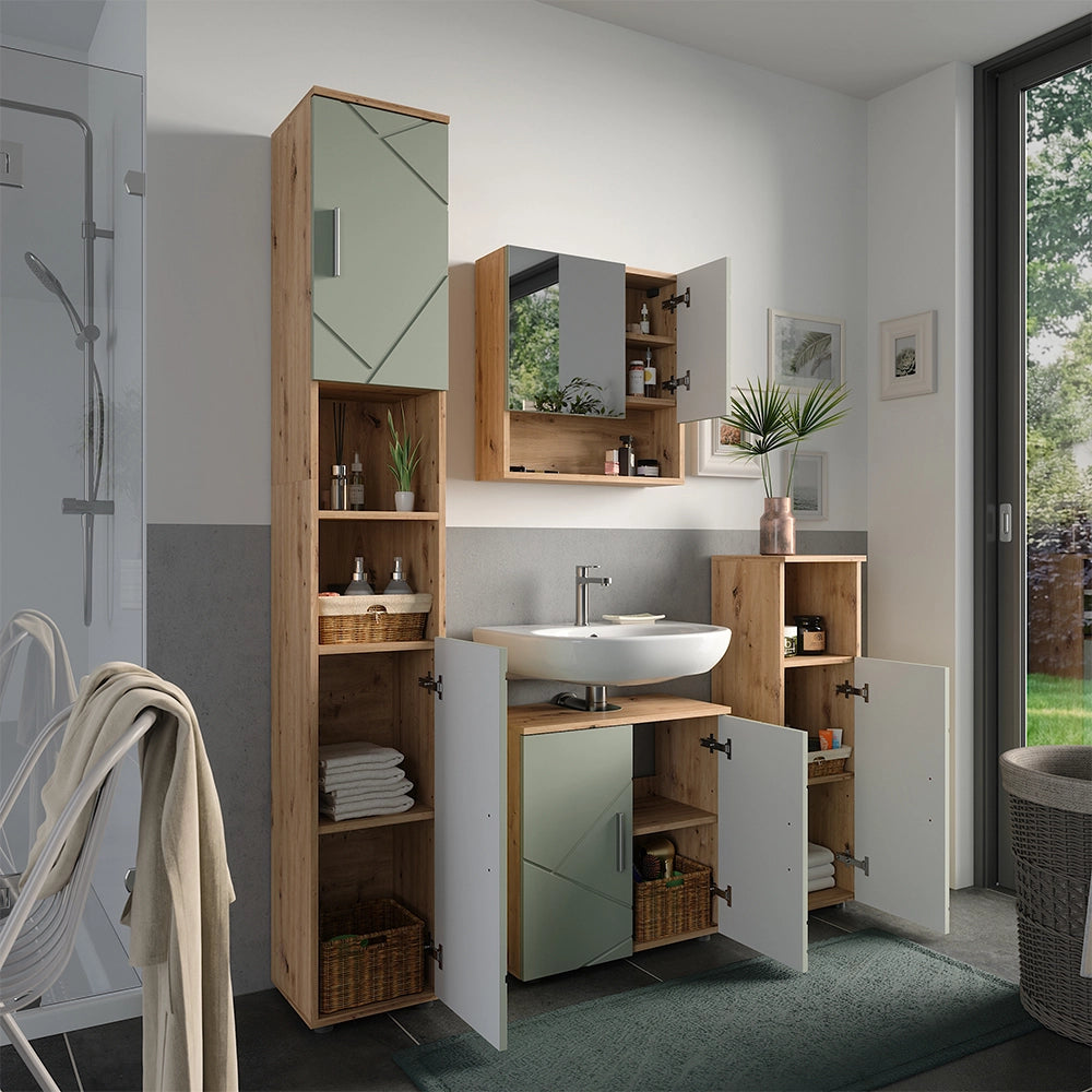 Vicco Set di mobili da bagno Verde salvia 4 parti
