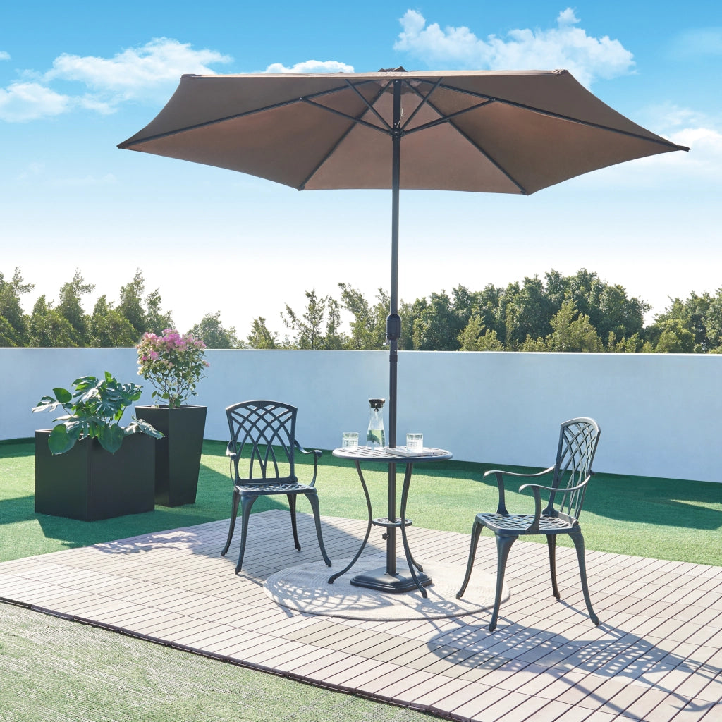 Set da Bistrot Vena in Alluminio 2 Sedie e Tavolo Rotondo - Grigio Scuro con Patina Verde casa.pro