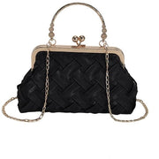 Borsa da sera in pelle PU elegante con borchia per donna, tasca a tracolla e tasca da braccio per occasioni speciali nera