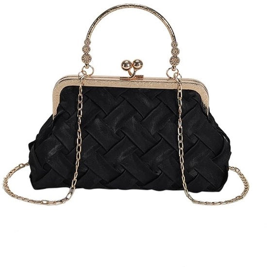 Borsa da sera in pelle PU elegante con borchia per donna, tasca a tracolla e tasca da braccio per occasioni speciali nera