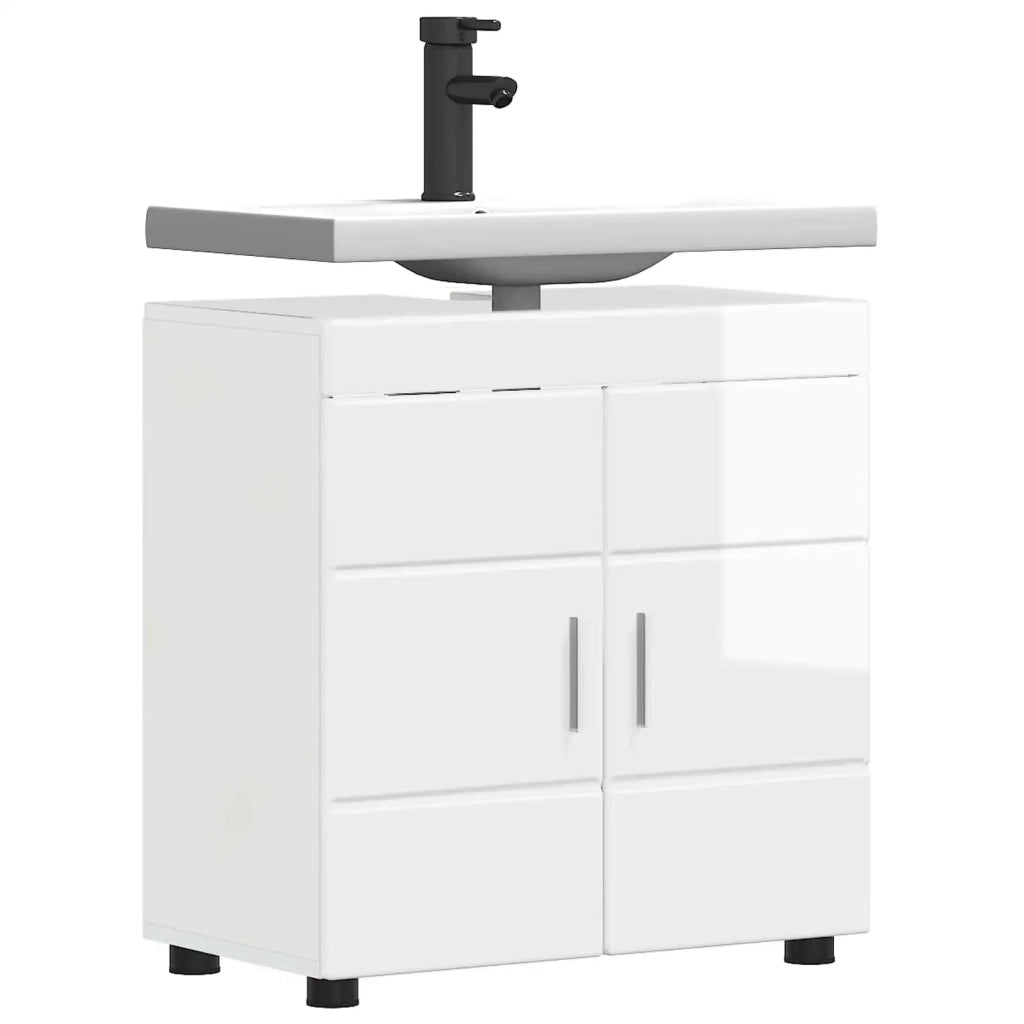 Set di Armadi da Bagno | Armadio da bagno TULUM Bianco Lucido 60 x 34 x 63 cm