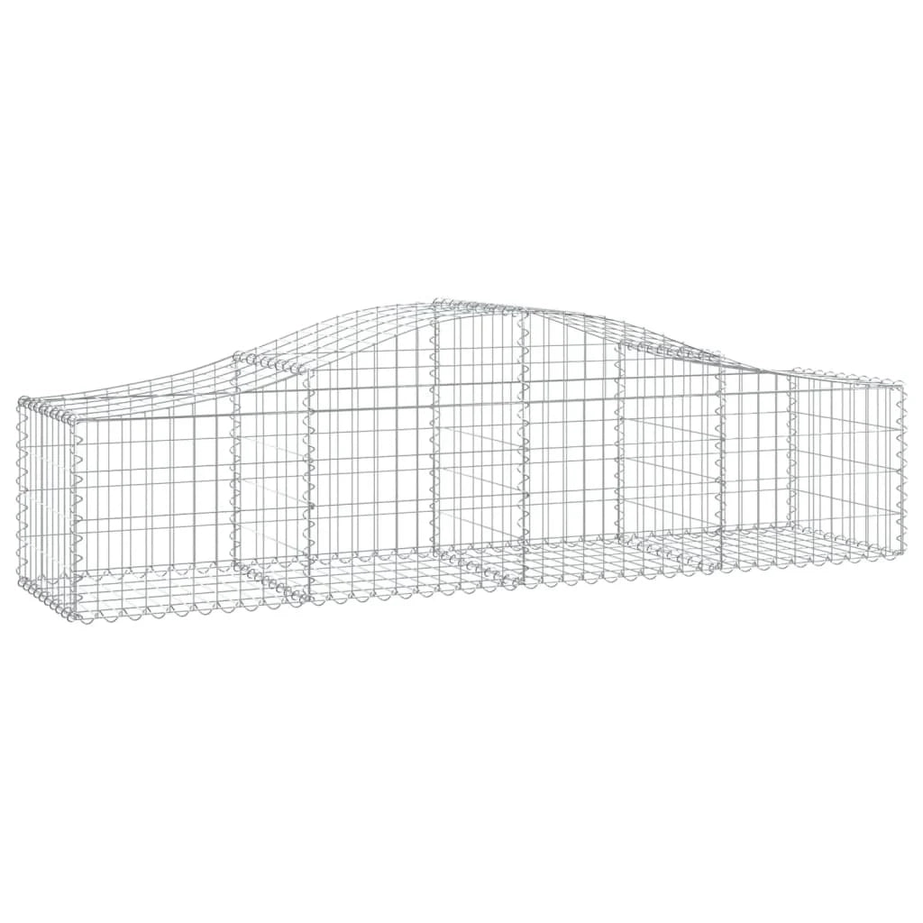 Cestini gabbioni recinzione a gabbia muro di contenimento ad arco 7 pezzi 200 x 50 x 40/60 cm ferro zincato argento 02_0041096