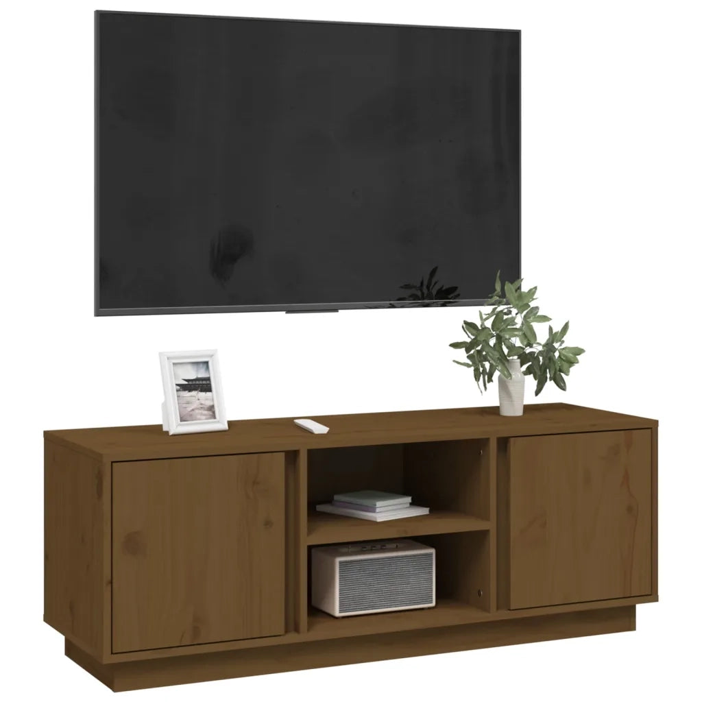 Mobile Porta TV Miele 110x35x40,5 cm in Legno Massello di Pino cod mxl 26423
