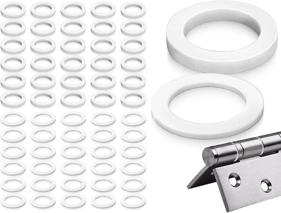 Montaggi per porte interne - Cerniere per porte in plastica - Senza tracce di usura - Cardini per porte - 60 pezzi - 1 mm & 2 mm - Bianco