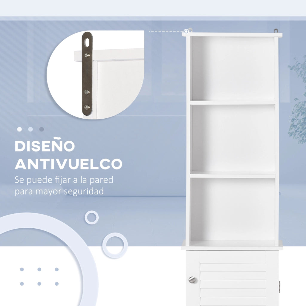 Mobile da Bagno con Ripiani Aperti e Scaffale Interno ¨C zephmum ¨C 34x20x165 cm Bianco