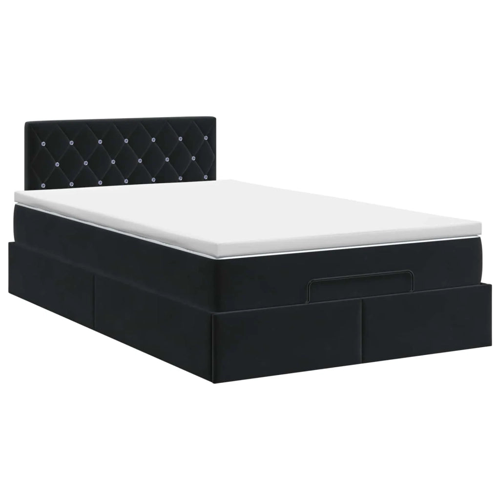 Letto ottomano con materasso Nero 120 x 190 cm Velluto 3456473