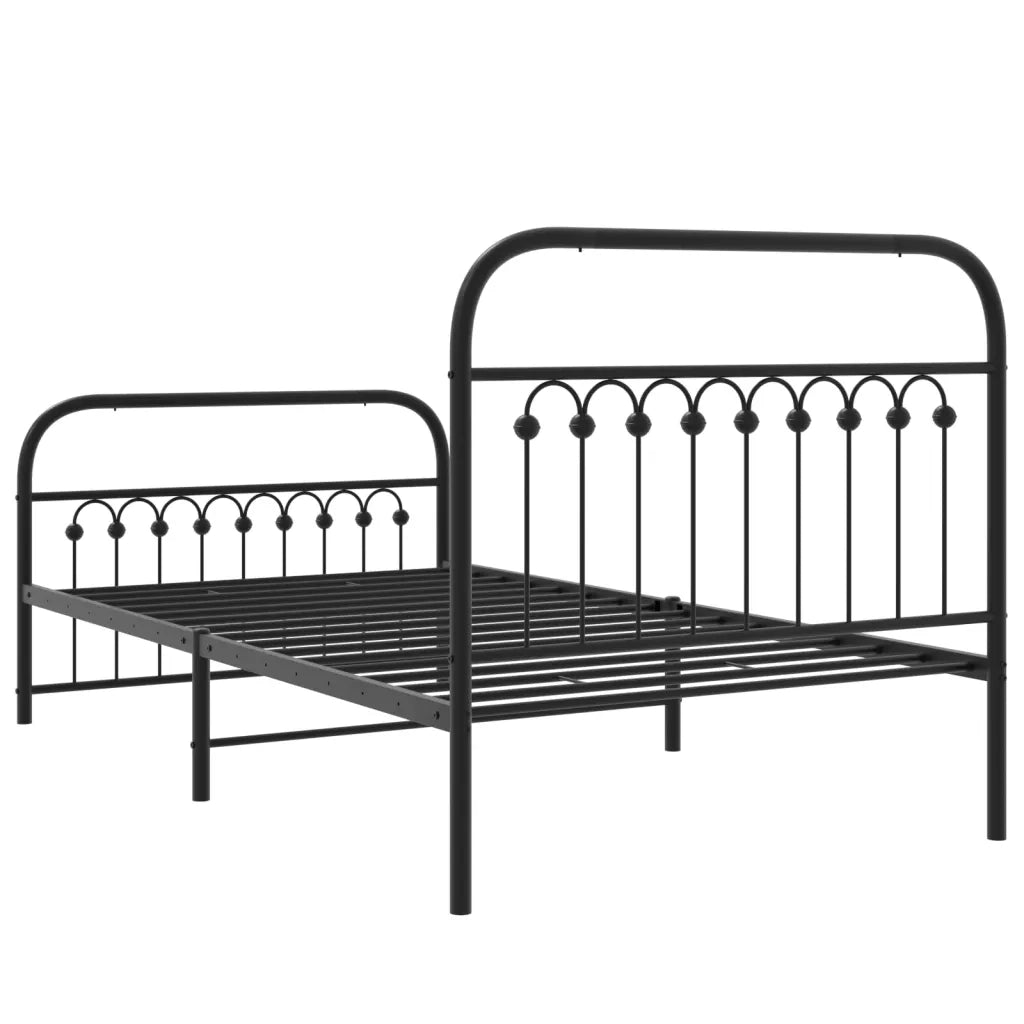 Giroletto con Testiera e Pediera-Struttura Letto Metallo Nero 100x190 cm 939108
