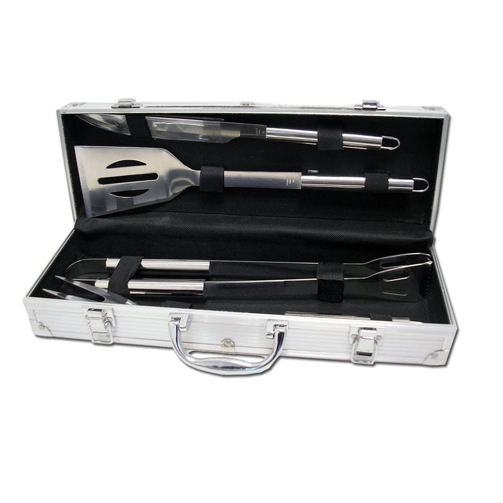 Betty garden valigetta 4 accessori per barbecue in acciaio inox