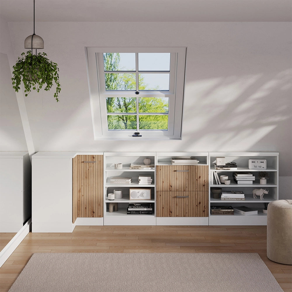 Mobile sottotetto Mobile angolare Rion Rovere artigianale/Bianco 75.6 x 83.8 cm con 1 porta Vicco
