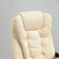Poltrona Massaggiante Ergonomica ad Altezza Regolabile con 6 Punti Vibranti, 65x160x104 cm, Crema
