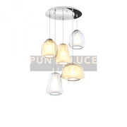 SOSPENSIONE CROMO 5 LUCI TONDA VETRI (ALPHA AM) (BETA TR + AM) (GAMMA TR + AM) 1176CR-S5 T ABG-TA