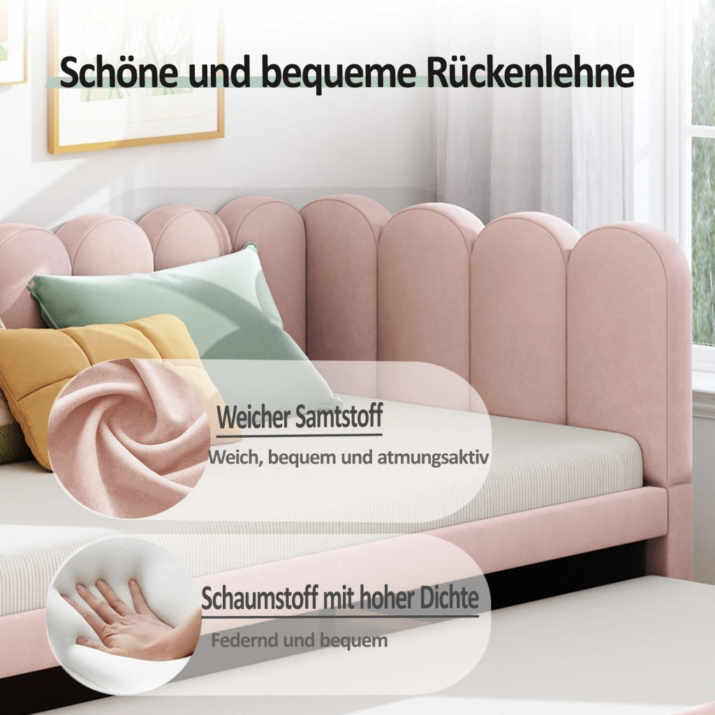 LETTO Divano a L estraibile 90x200/180x200 cm imbottito rosa