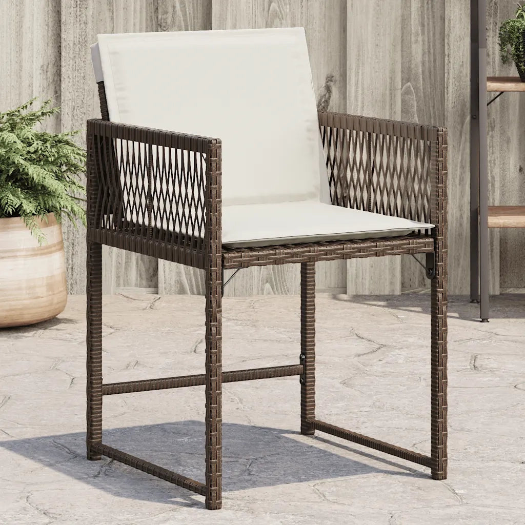 Sedie da Giardino con Cuscini 4 pz | Sedie da Esterno Marroni in Polyrattan