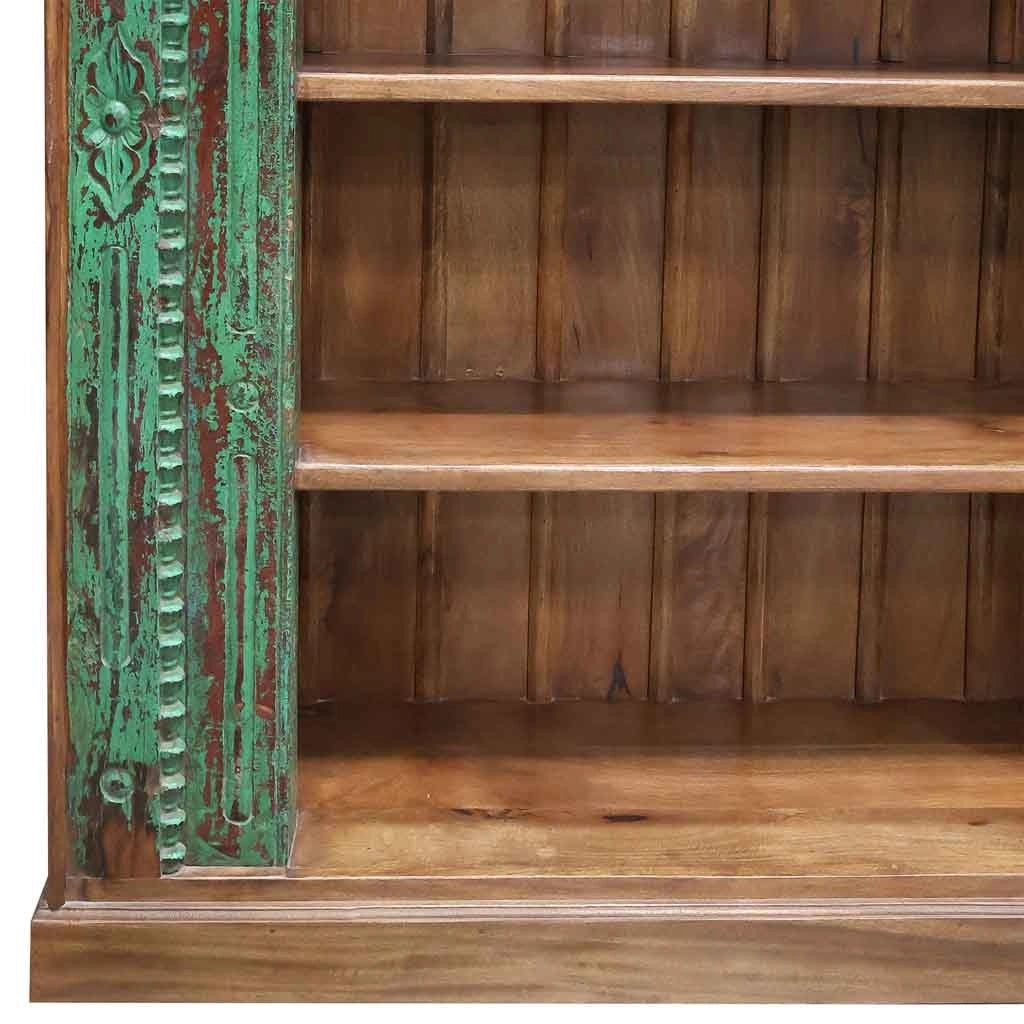 Libreria/scaffale in legno verde artigianale, 166x53x213h cm