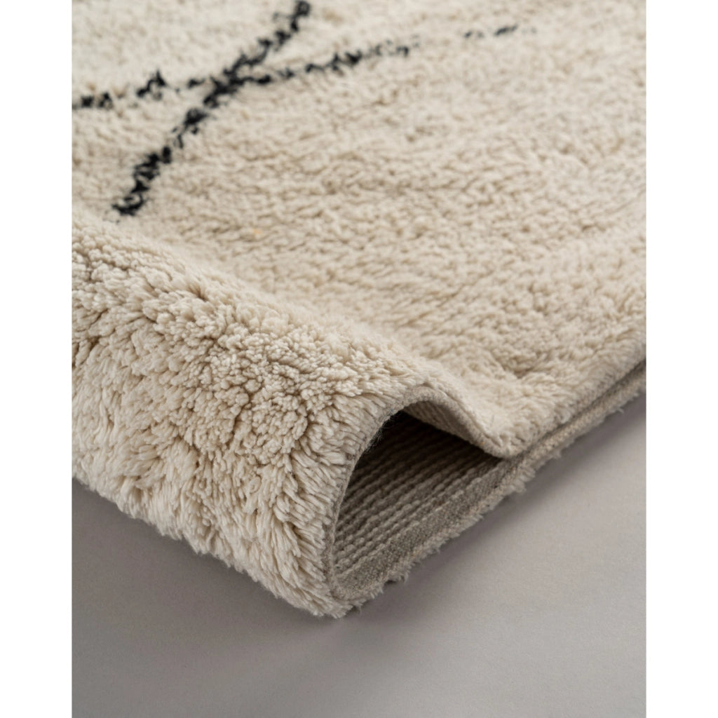 Tappeto Alena in cotone a pelo corto beige e nero