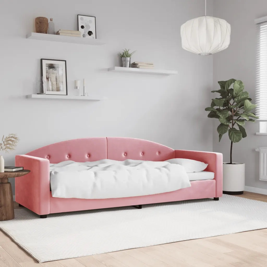 Letto singolo | Letto per adulti | Letto da Giorno Rosa 80x200 cm in Velluto