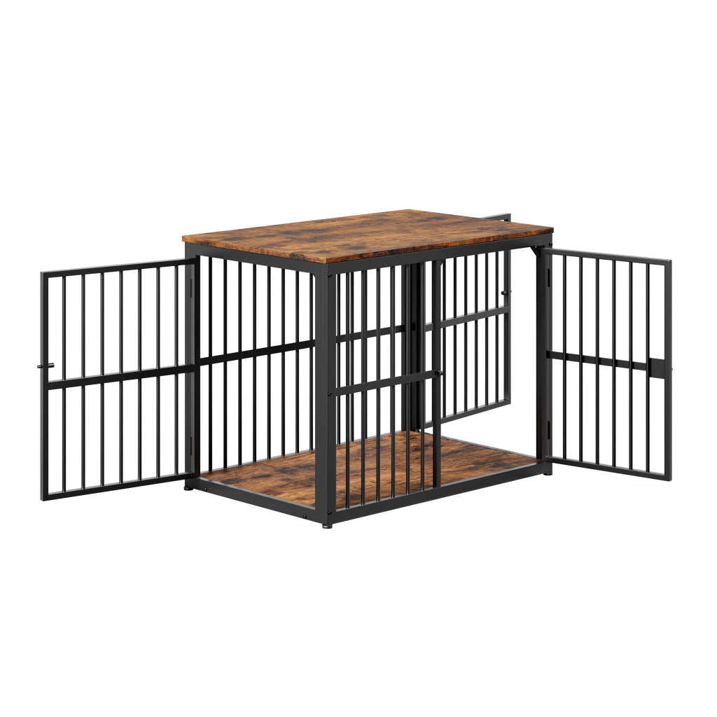 GABBIA CANE Arredo 84x56x66 cm 3 porte Nero/Marrone