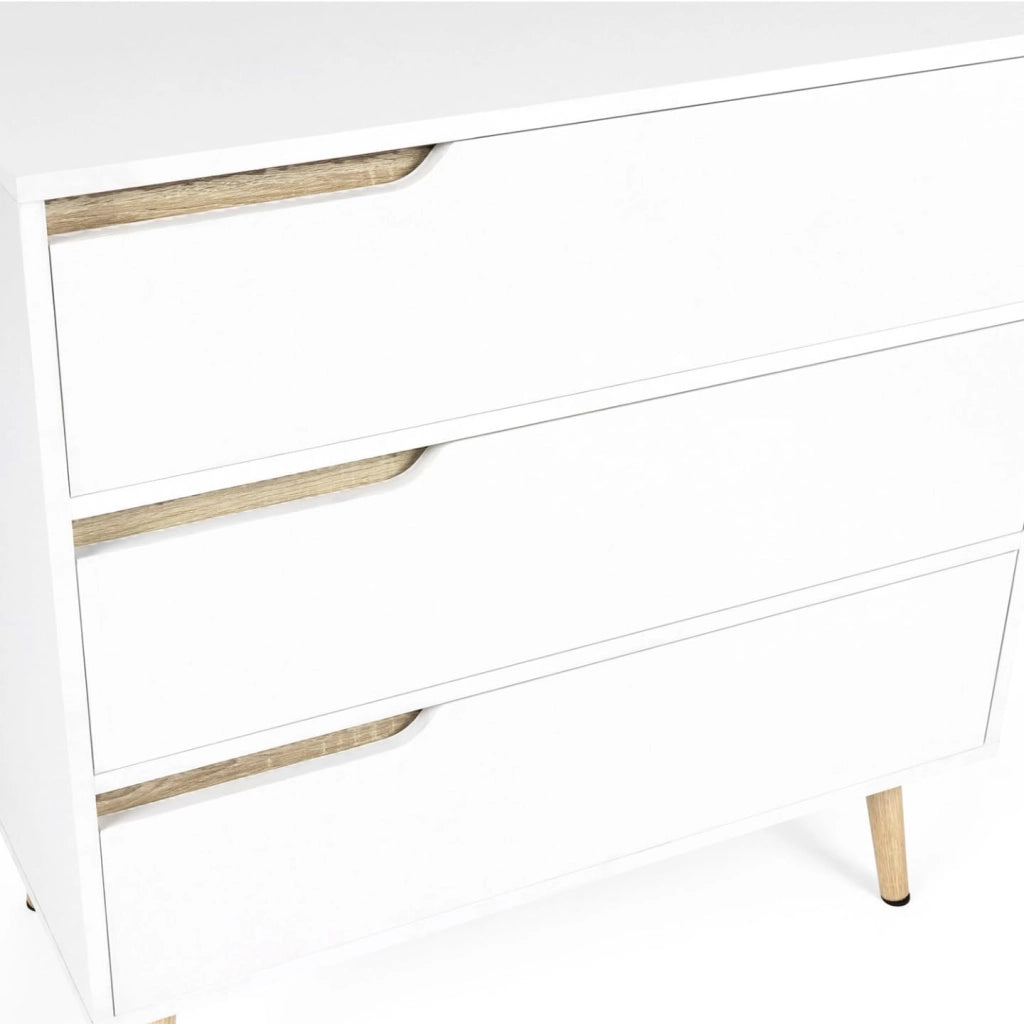 IDMarket - Cassettiera scandinavo a 3 cassetti legno e bianco HELSINKI