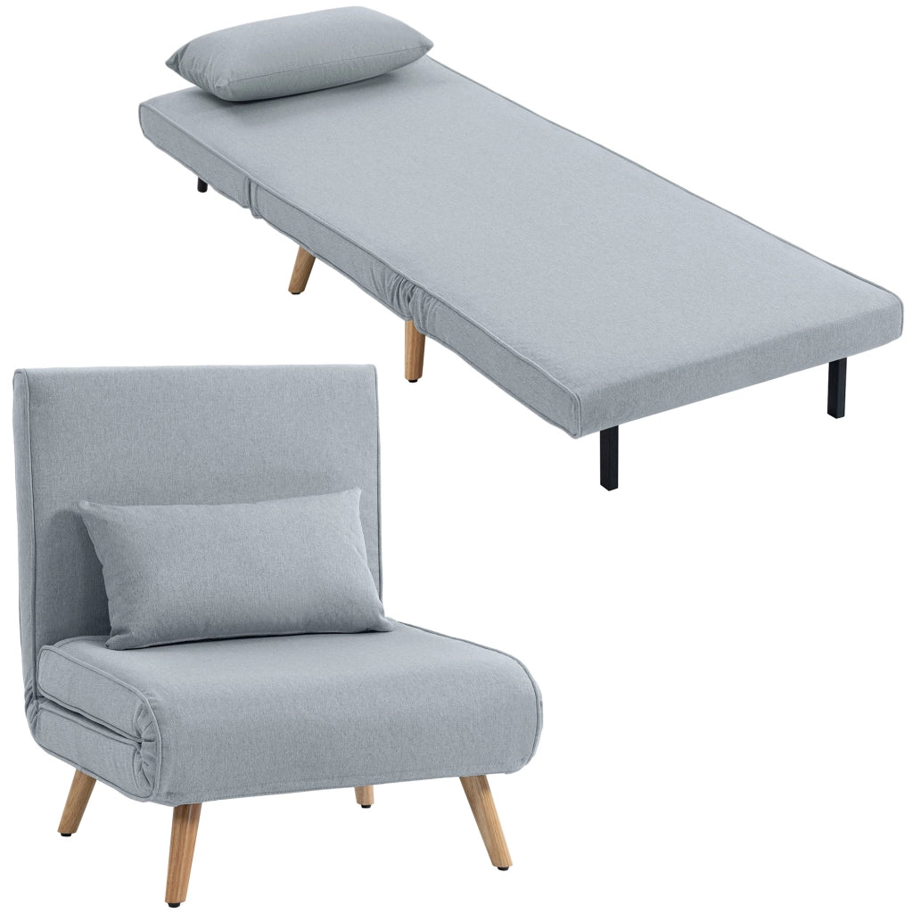 Poltrona letto convertibile 3 in 1 con cuscino ¨C Xylo ¨C tessuto grigio schienale 5 posizioni
