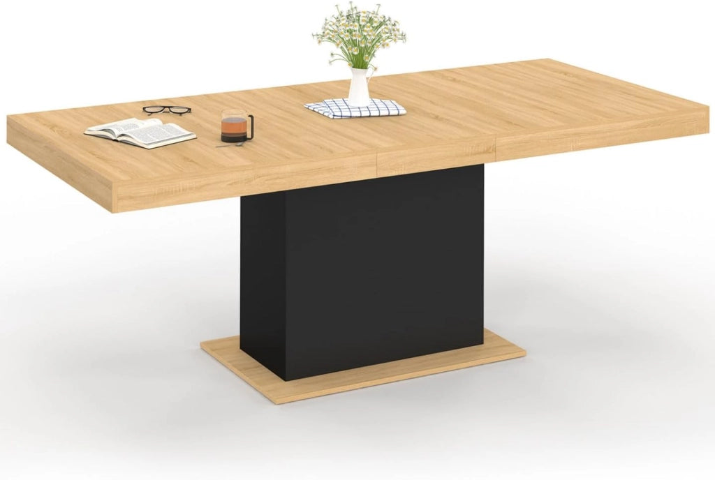 Tavolo da pranzo rettangolare allungabile EDEN 6-10 persone in legno e nero 160-200 cm