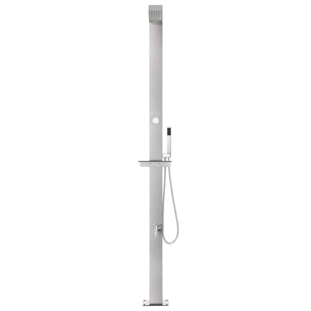 Doccia da giardino con base 225 cm acciaio inox grigio 02_0042047