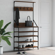 Appendiabiti con Porta Scarpe Rovere Marrone 90x34x184 cm 837881