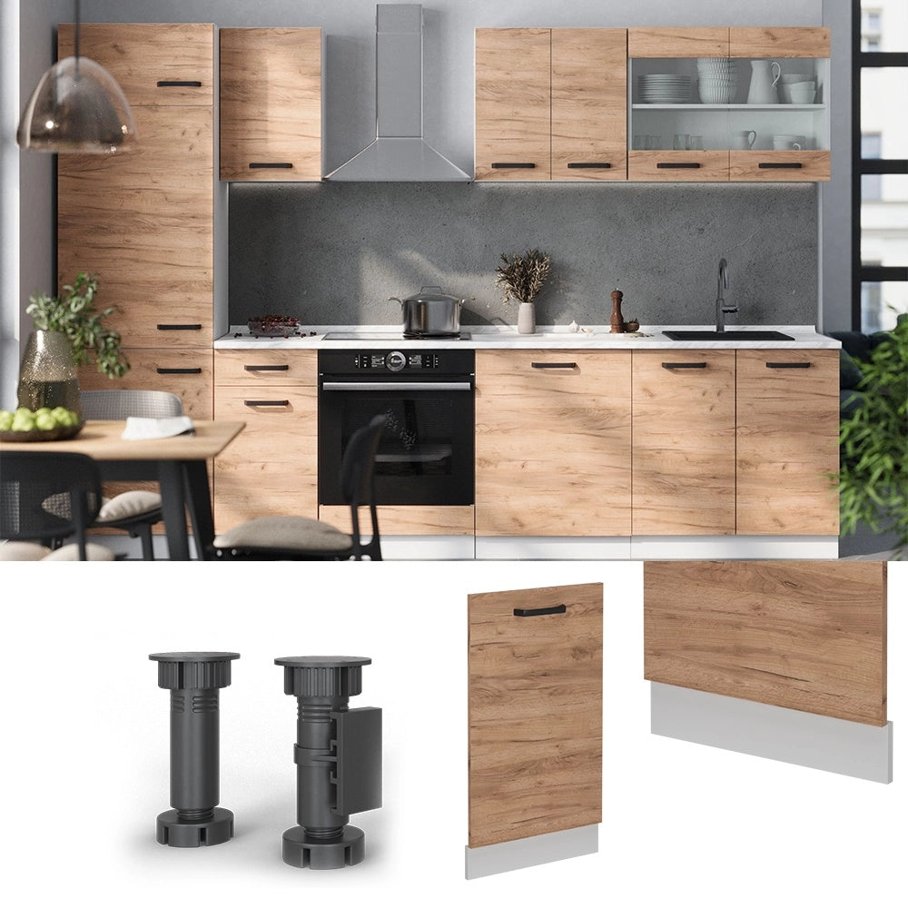 Pannello frontale della lavastoviglie R-Line Rovere dorato/Bianco 45 cm senza piano di lavoro Vicco