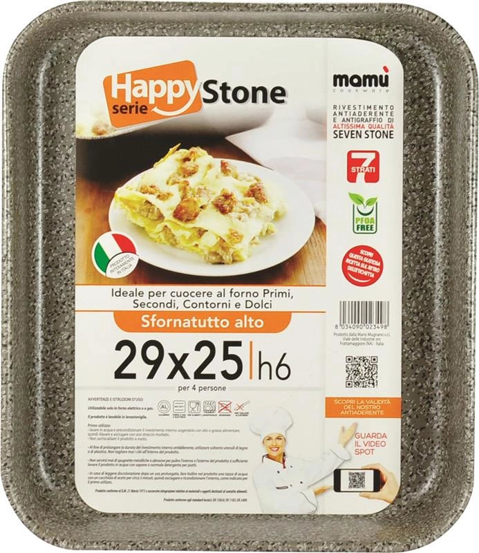 TEGLIA HAPPY STONE SFORNATUTTO 29X25X6 CM ADATTA A CONTENERE OGNI CIBO OKX