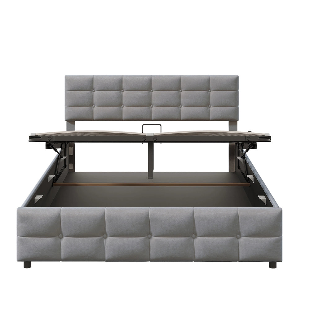 Letto 180x200 cm con contenitore idraulico - Xylo - Grigio