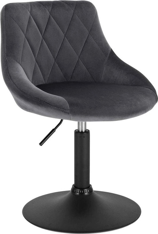 Barstoli deluxe industriale - colore grigio scuro - set di 1 - barstolo con sgabello - sedie da bar con schienale - sedile da cucina - regolabile in altezza - velluto