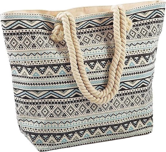 Borsa da Spiaggia Grande per Donne - Borsa da Sera con Maniglie e Disegno Azteco