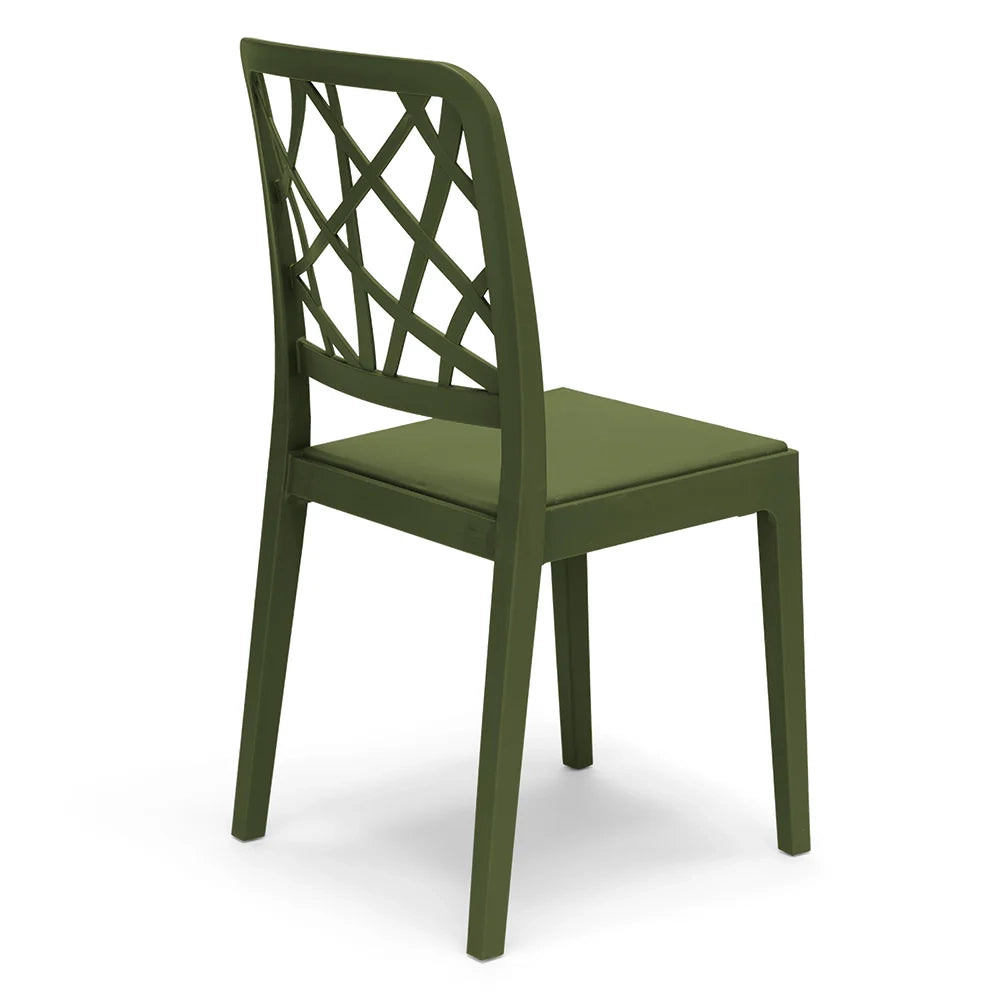 Sedia in polipropilene PENELOPE, impilabile, resistente ai raggi UV, design moderno, ideale per sala da pranzo, cucina, sala d’attesa, bar, ristoranti o giardino, colore Verde Oliva