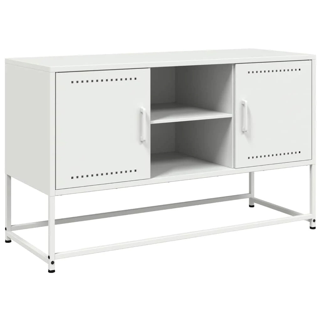 Mobile TV multimediale mensola TV credenza mobile TV sala da pranzo soggiorno camera da letto 100,5 x 39 x 60,5 cm acciaio bianco 02_0025549