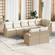 Set di divani da giardino 9 pezzi con cuscini Rattan Polyrattan Marrone