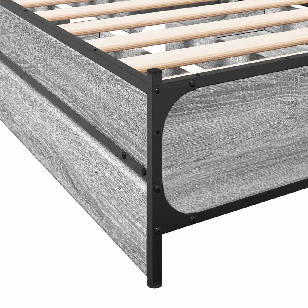 Struttura letto con testata con ruota Sonoma grigio 80 x 200 cm 3429696