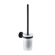 PORTA SCOPINO WC DA PARETE IN ACCIAIO INOX E VETRO MODELLO EROS - DIM. CM (LXPXH): 8,5X12X36,6 - NERO OPACO  - GDY