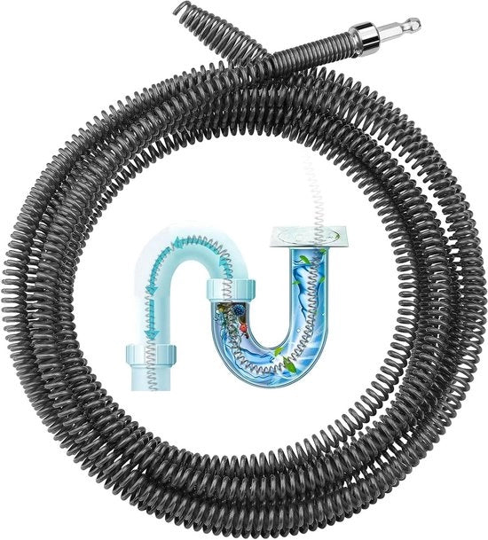 Pulizia spirale per scarico 4m x 10mm - Pulitore scarico - Spirale per scarico - Spirale per pulizia - Spirale per scarico per toilette cucina lavello