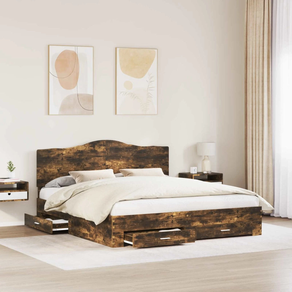 Struttura del letto Rovere fumé 200 x 200 cm Legno multistrato